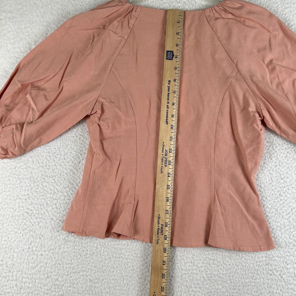 Lovers + Friends Shirt Womens‎ Small Pink Button Front Puff Sleeve Linen Blend - Picture 8 of 12